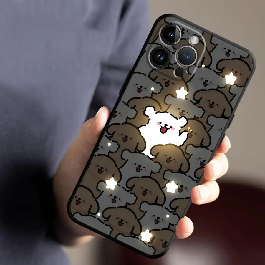 Cartoon Cat and Dog Matte Black Soft Phone Case