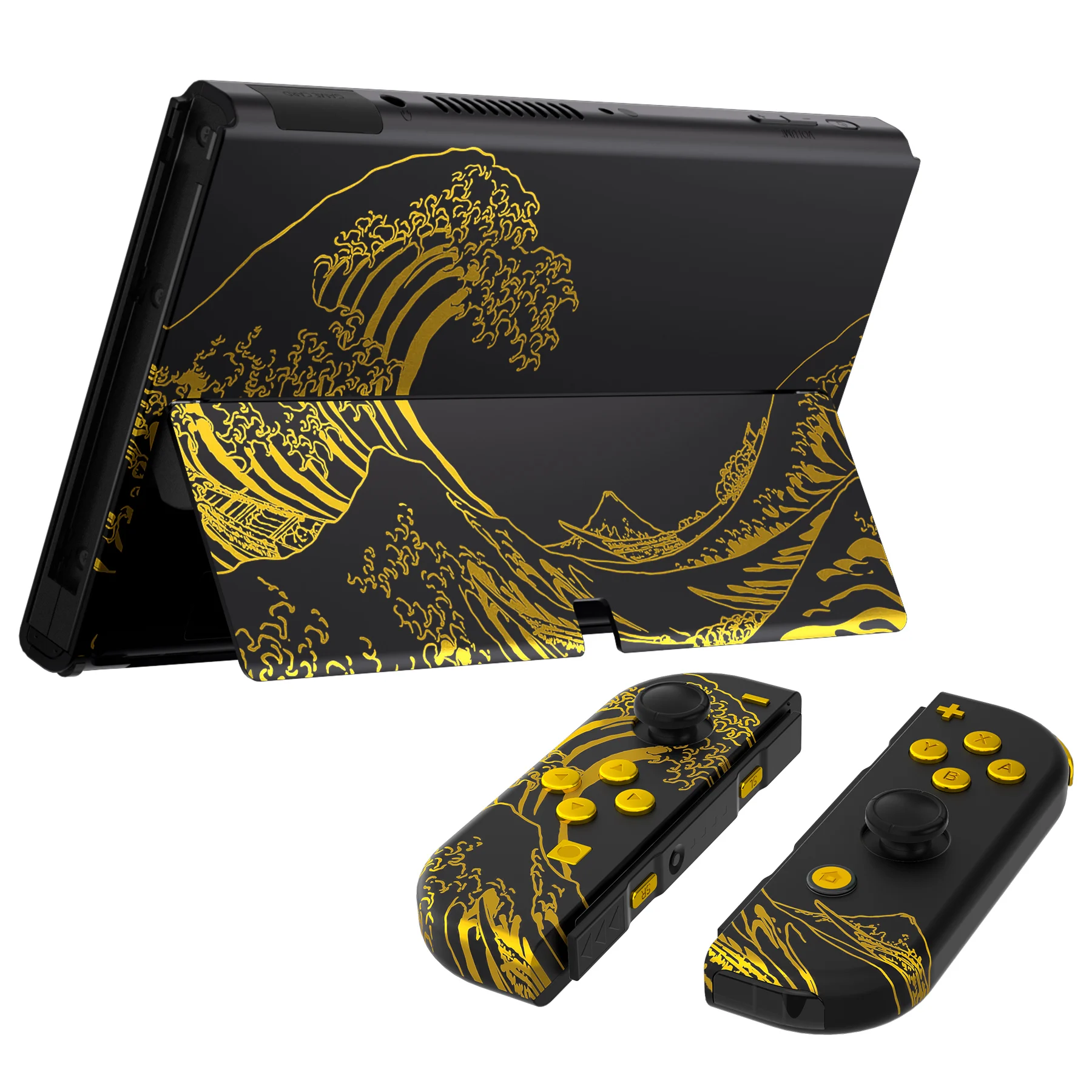 Extremate Splattering Pintura Conjunto Completo Escudo Substituição Placa Traseira Kickstand Botões de Alojamento Joycon para Nintendo Switch Oled