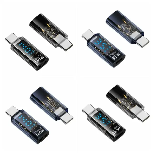 USB-C Adapter PD 140W Digital LED Display for iOS Converter 40Gbps Type-C Extension Connector Data Transmission Power Tester