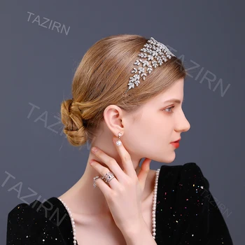 2022 Soft Zircon Hairbands for Wedding Birthday Headwear CZ Tiaras Bride Headband Hair Jewelry Party Headpieces Women Hair-Hoop 3