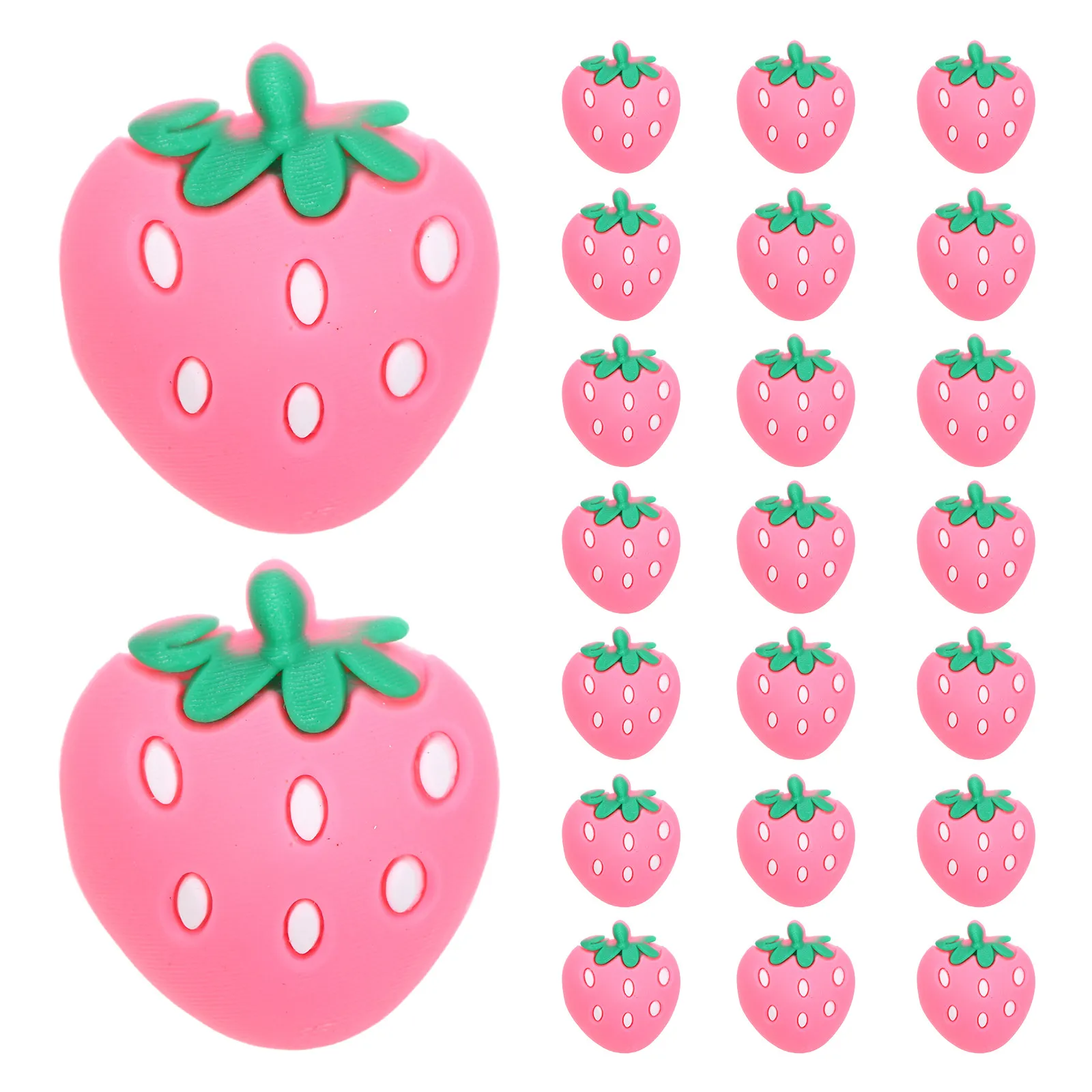 30Pcs 딸기 모양의 연필 토퍼 교실 보상용 부드러운 PVC 클립 온 펜 참 학생 학교 연필 액세서리
