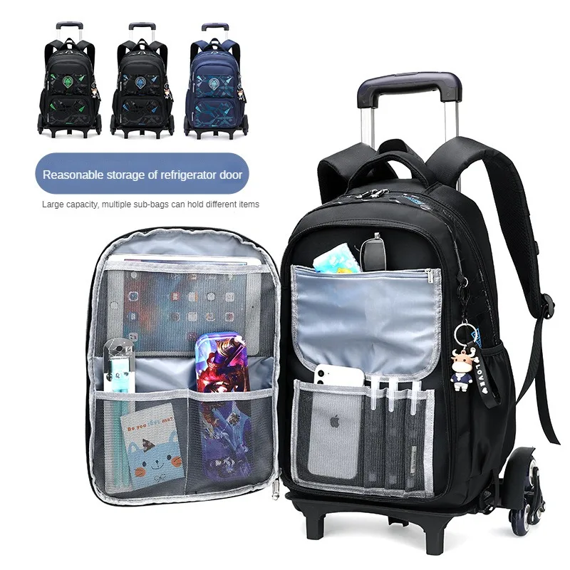 backpack men Pull rod schoolbag large capacity boy junior high school student fashion backpack