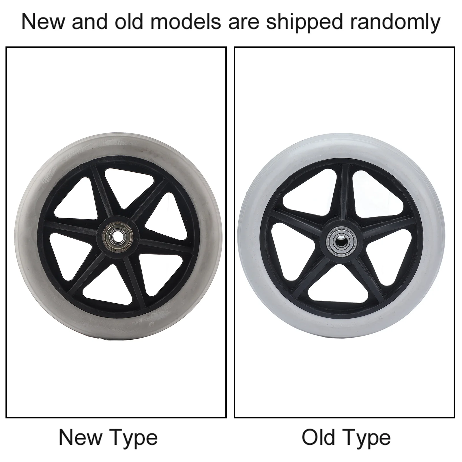 6/8inch 5/6 Holes Solid Wheel PU Wheelchair Rollator Caster Hub Replacement 608ZZ Metal Bearing Wheel Wheelchair Accessory Parts 6