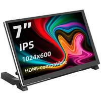 7 Inch Portable Display IPS LCD Capacitive Touch Screen 1024x600 Monitor Optional Speakers for Raspberry Pi 5 4B 3B+ Laptop PC