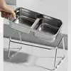 Elevated Cat Dog Bowl Stainless Steel Raised Cat Food Water Bowl Set With Anti Slip Stand For Indoor Cats Pets Feeding Supplies