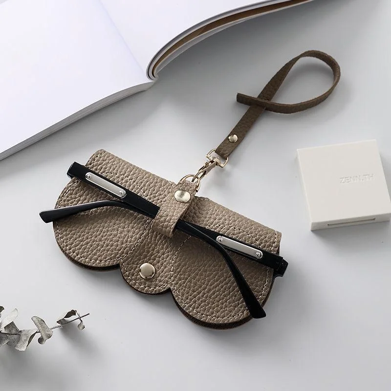 Chic Embossed PU Leather Sunglasses Storage Bag - Portable Eyewear Holder