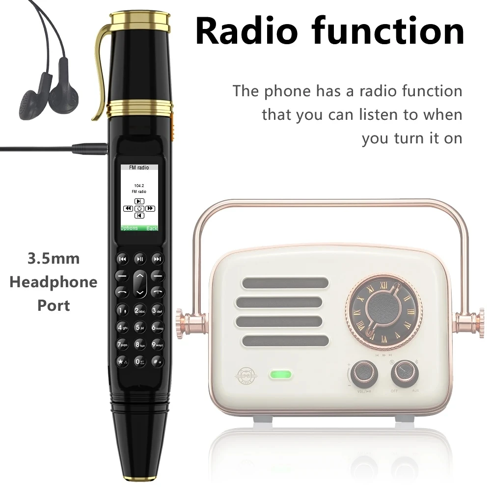 SERVO BM111 Pen Style Mobile Phone Mini Fan Dual SIM Standby Magic Voice FM Radio Bluetooth Dialer 2G GSM 3-in-1 Pen Fan Phones 4