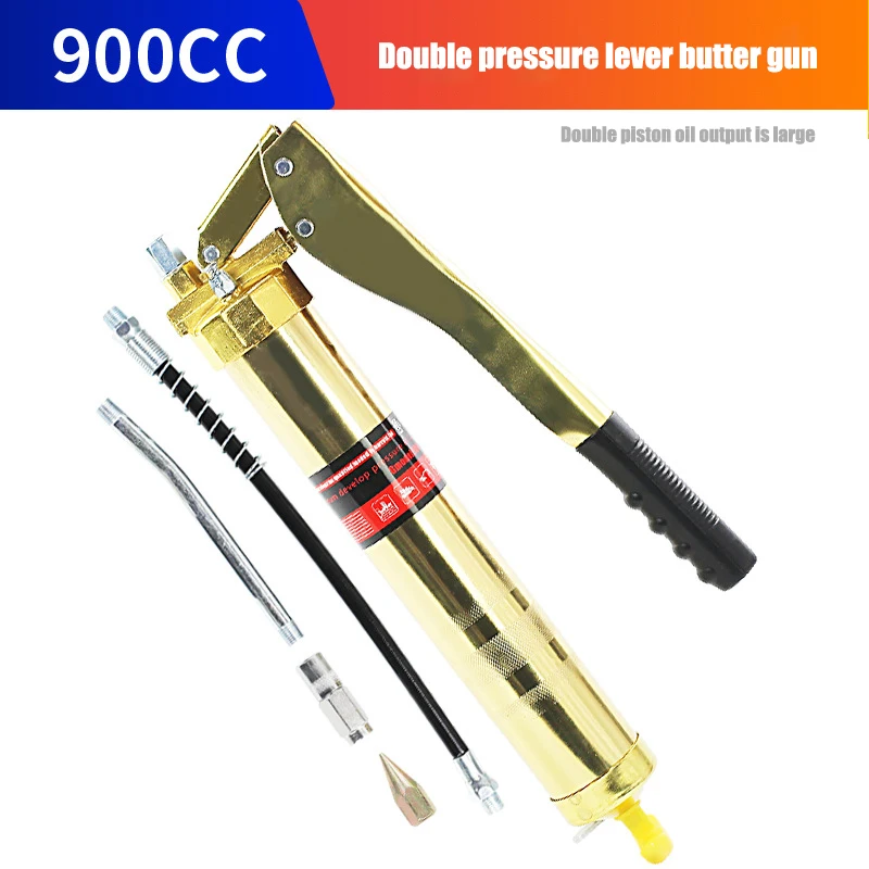 

900CC Double Pressure Bar Grease Gun Double Piston Grease Gun Mechanical Equipment Lubrication Maintenance is Widely Used