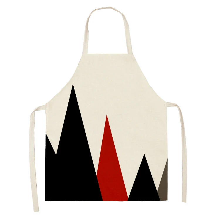 

Red Geometric Pattern Kitchen Sleeveless Aprons Cotton Linen Bibs Household Women Cleaning Home Cooking Pinafore Tablier Cuisine