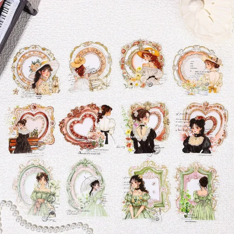 10Pcs Scrapbook sticker Heart love Starlight Diary Arts Character ...