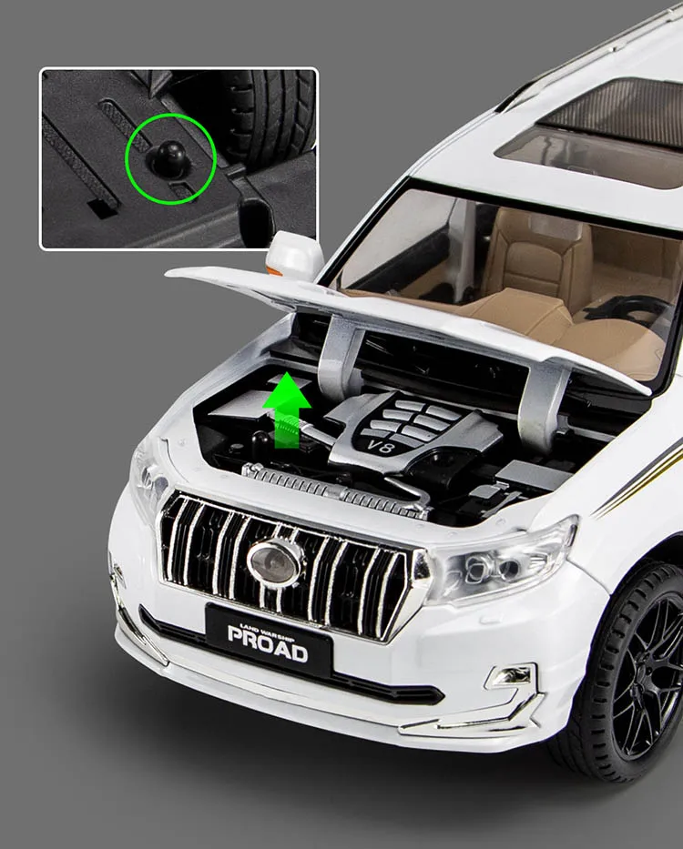 1:18 TOYOTA Land Cruiser Prado Off-Road SUV Diecast Alloy
