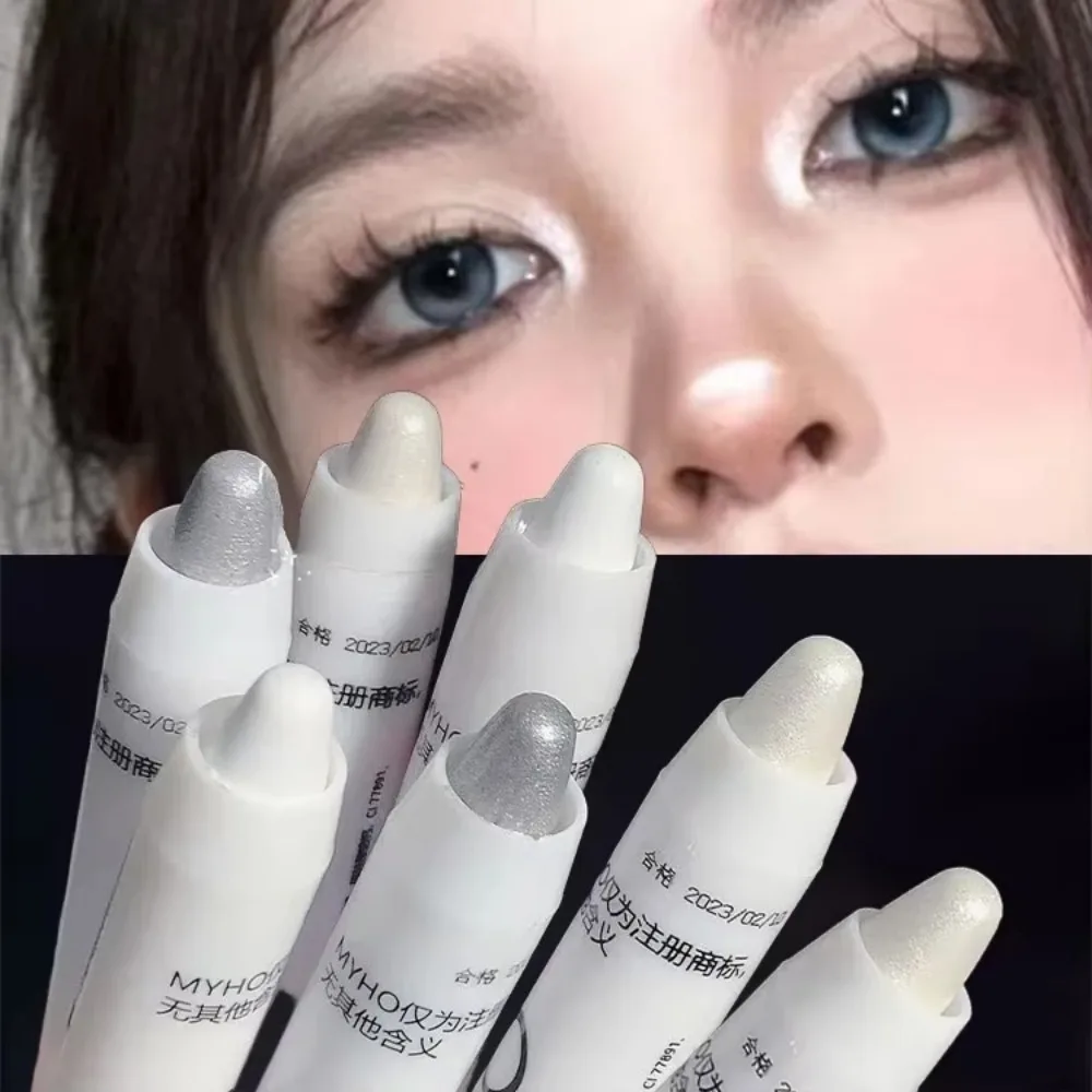 Eyeshadow Stick Matte Eyeshadow Stick White Eyeliner Shimmer Silver Highlighter Pen Waterproof Eye Makeup