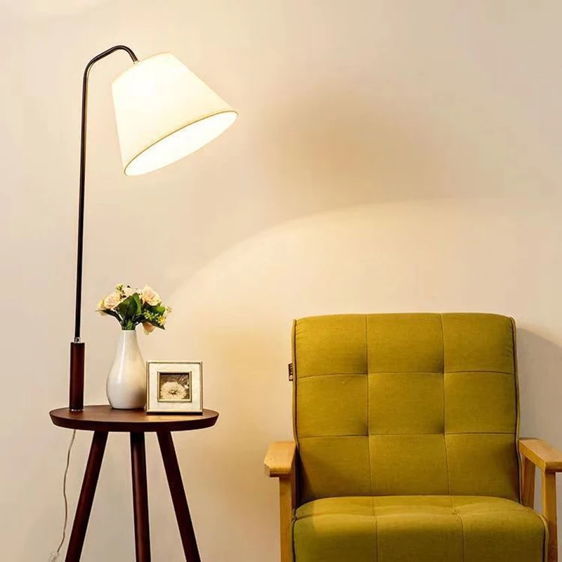 2023NordicLivingRoomWoodFloorLampPersonalityLedCreativeFashionTriangleShelfwith