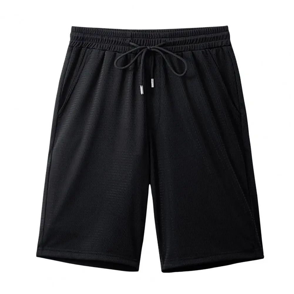 

Solid Color Casual Shorts Men's Elastic Waist Drawstring Beach Shorts with Pockets for Summer Fitness Running Solid Color Casual