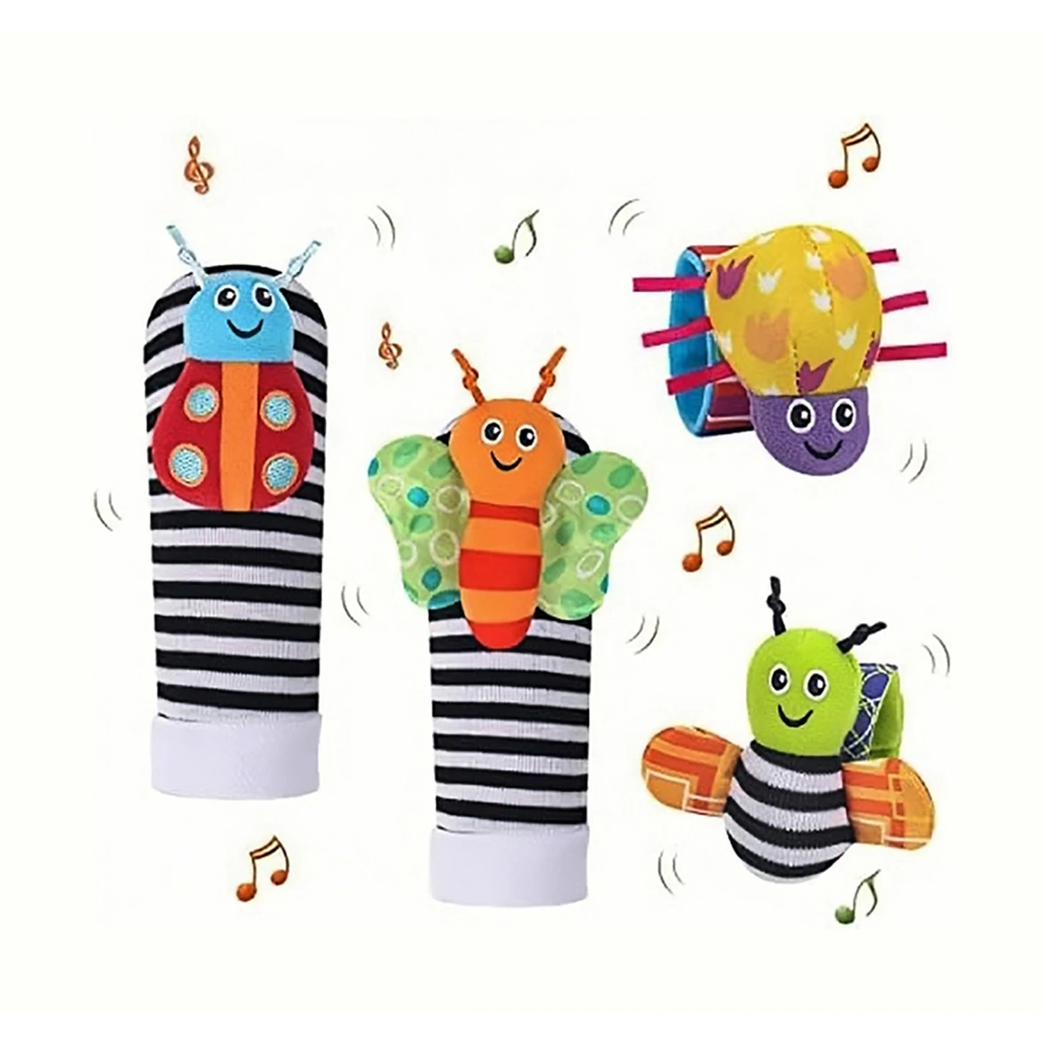 Baby Watches 4pcs Wristbands Socks Ringing Bells Early Education Puzzle