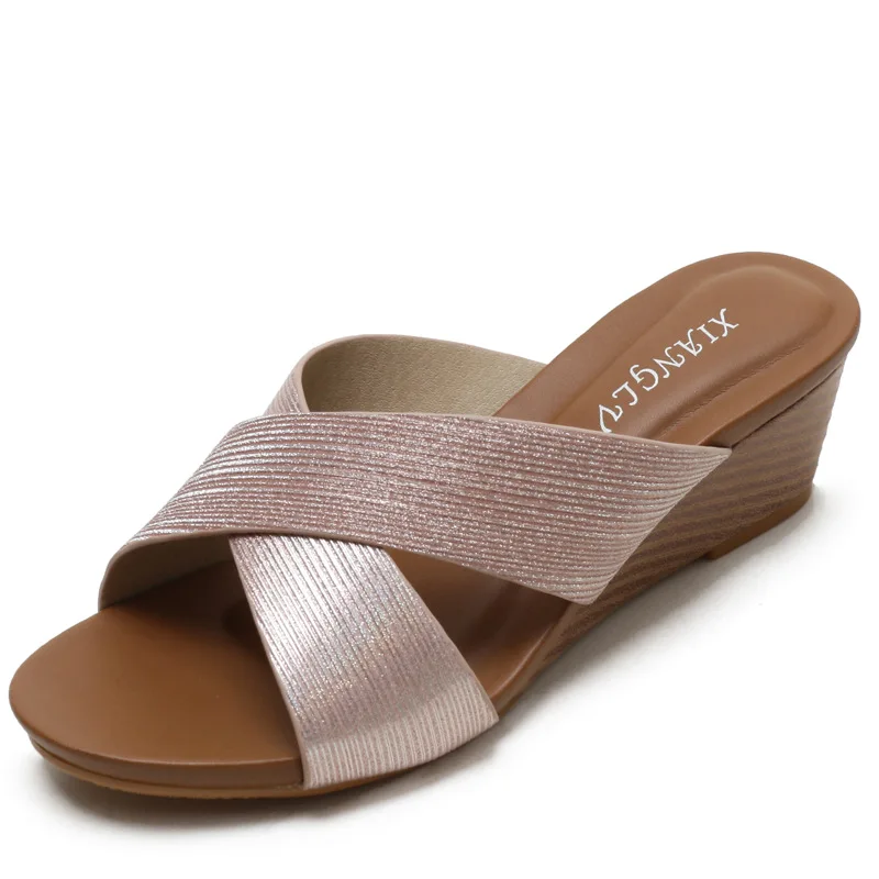 

Foreign Trade Slope Heel Roman Sandals Women's New Bohemian National Style Open Toe Holiday Travel Women's Slippers Sandals