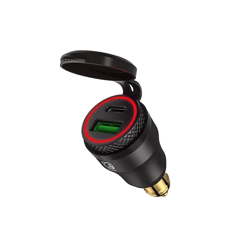 Qidoe Prise USB Moto DIN 12V | Chargeur PD30W/QC18W Avec Voltmètre | Pour BMW Ducati Triumph