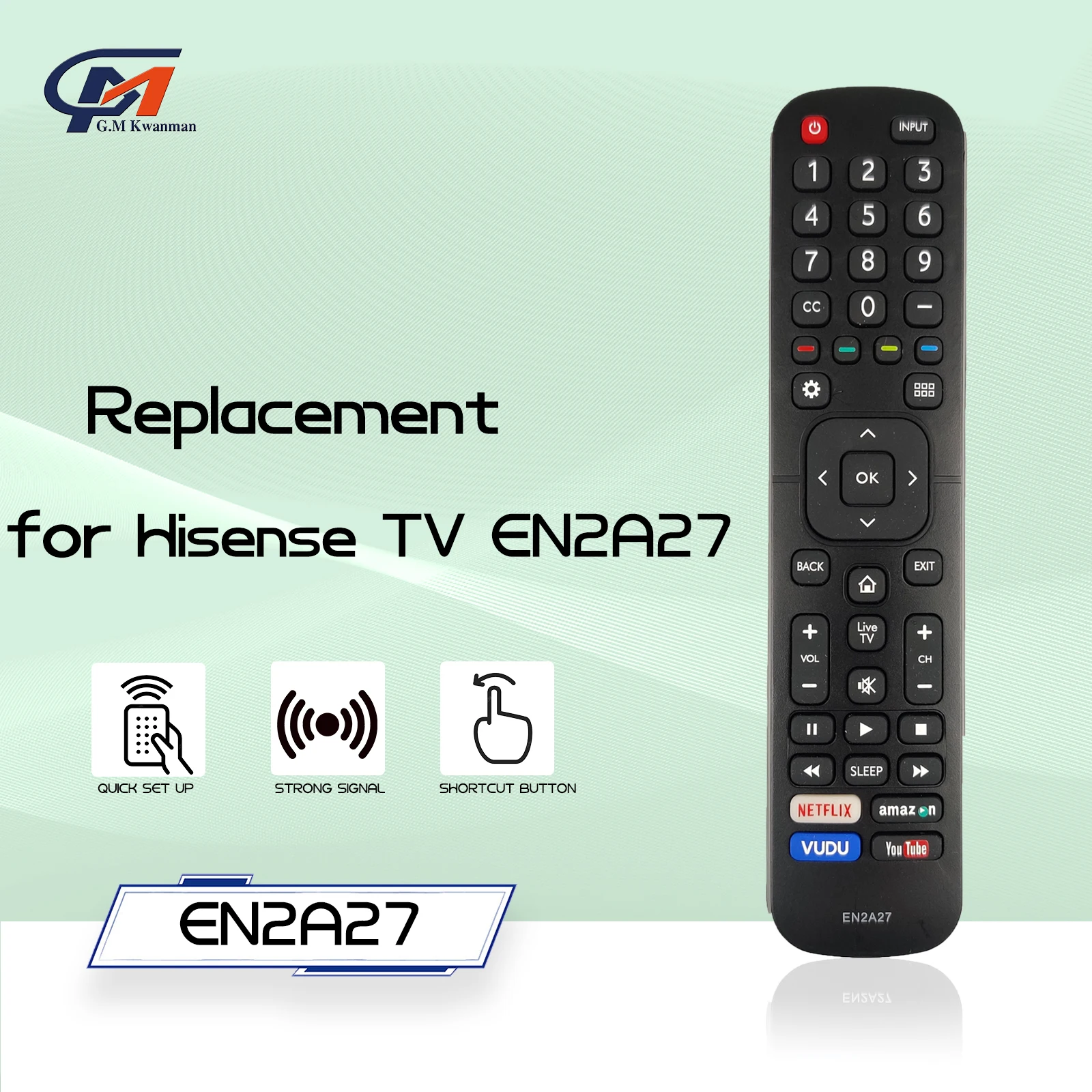 하이센스 4K LED 스마트 TV 교체용 리모컨, EN2A27 SMATAR, EN2A127H, EN2A27HT, EN2AN27H, EN2AS27H, EN2D27, 신제품 