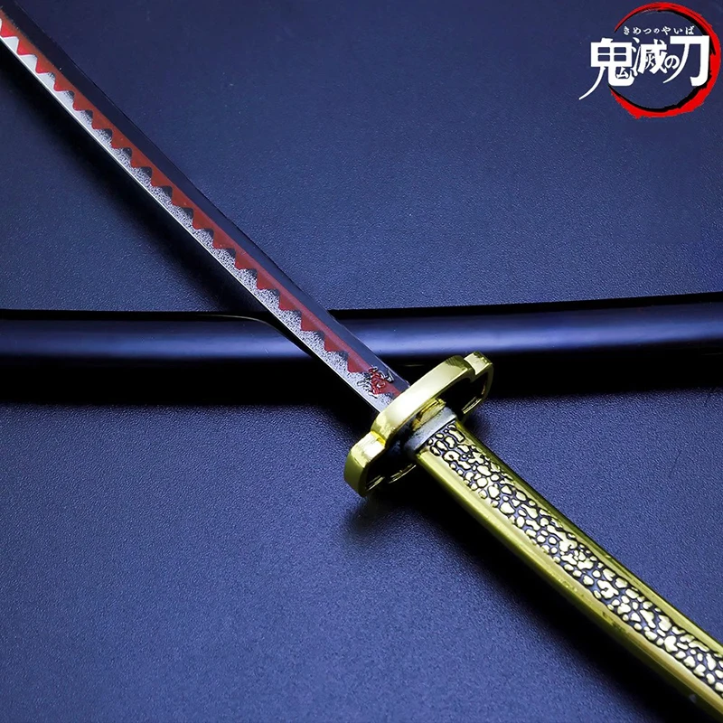 Japanese Katana Demon Slayer Tanjirou 25cm Anime Ghost Killer Cosplay Metal Prop Weapon Collection Toy Home Decor
