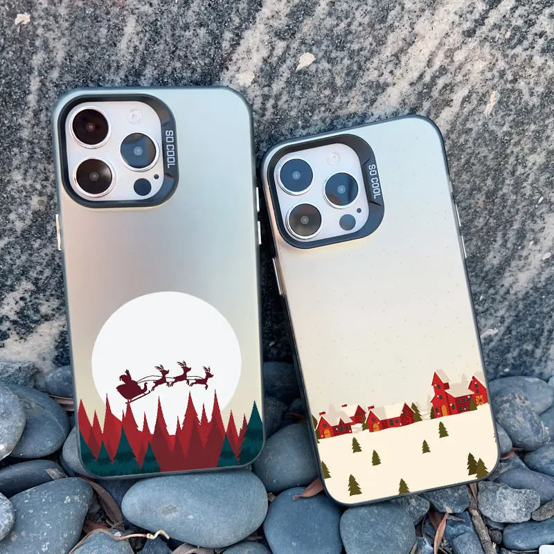 Frohe Weihnachten Baum Schnee Szene Handy hülle für iPhone 15 Pro Max 14 13 12 Mini 11 Pro Max 15 14 plus stoß feste Laser Rückseite – Detail 15