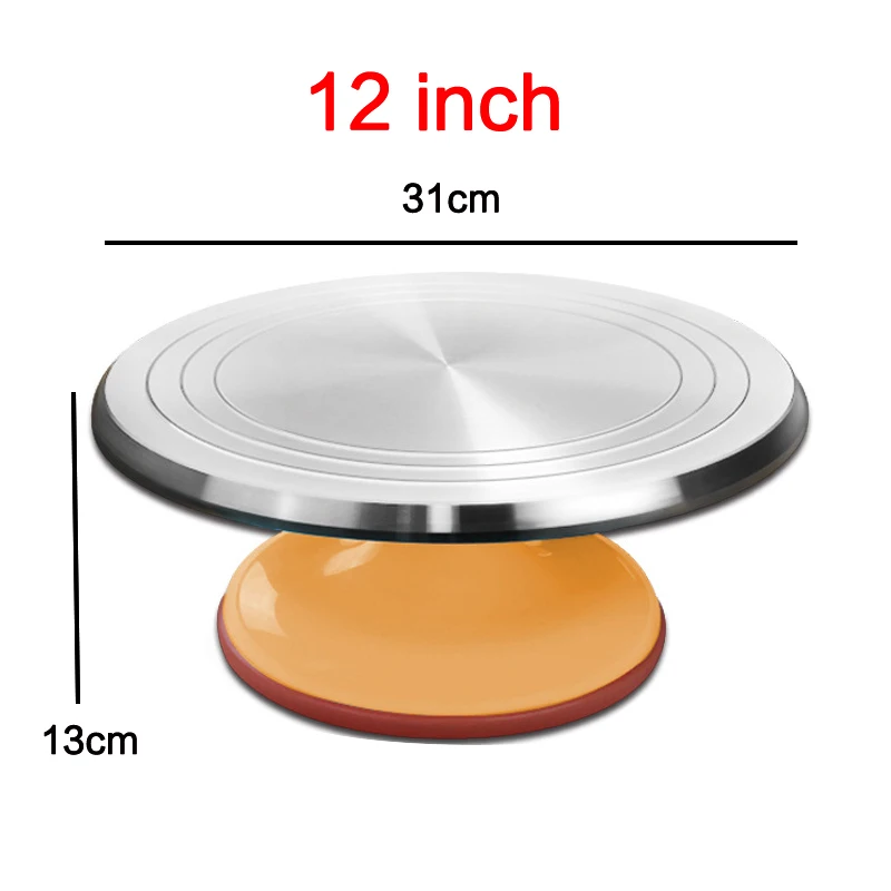 Distlety 12 Inches Cake Turntable, Cake Turntable Rotating Cake Decorating,  Ultra Quiet Glass Turntable Cake Stand with Pink Sturdy Base