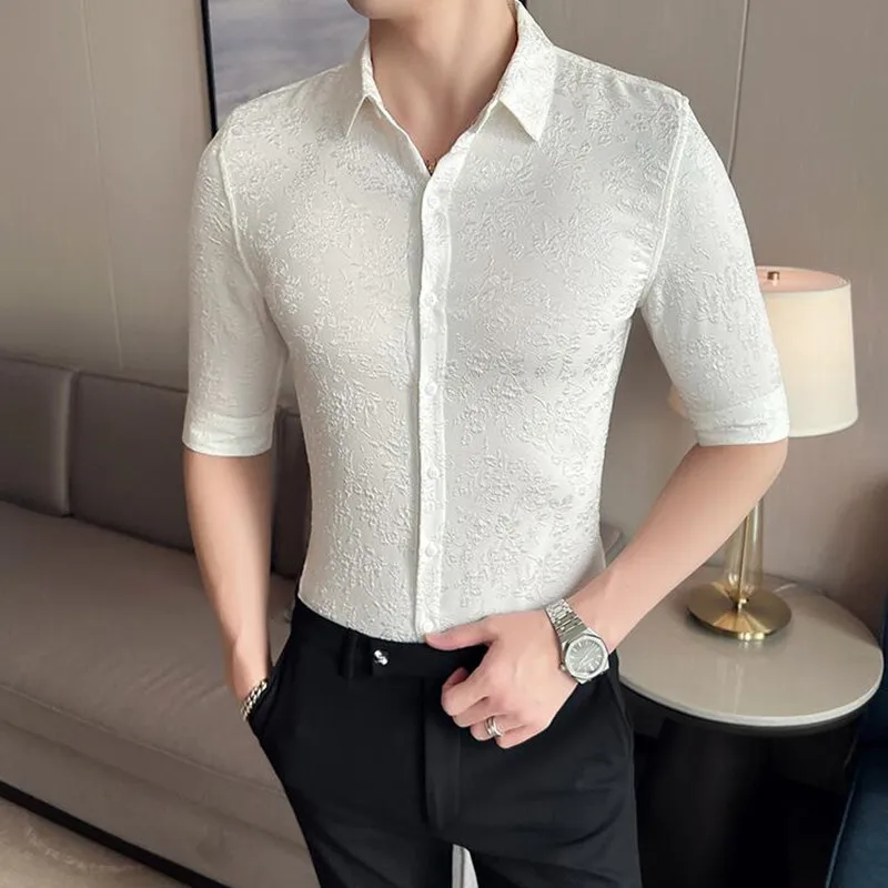 2023 Brand Clothing Men's Summer High Quality Short Sleeve Shirts/Male British Business Shirt Camisa Plus size S-4XL