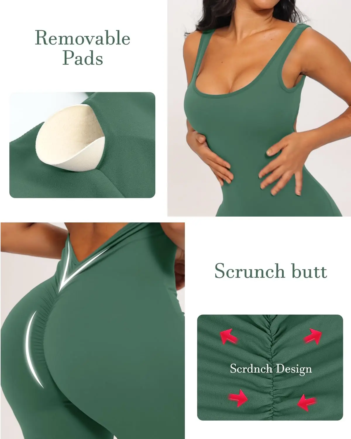 Workout Romper for Women Shorts Athletic One Piece Jumpsuits Gym Yoga Scrunch Butt Backless Bodycon Jumpsuit