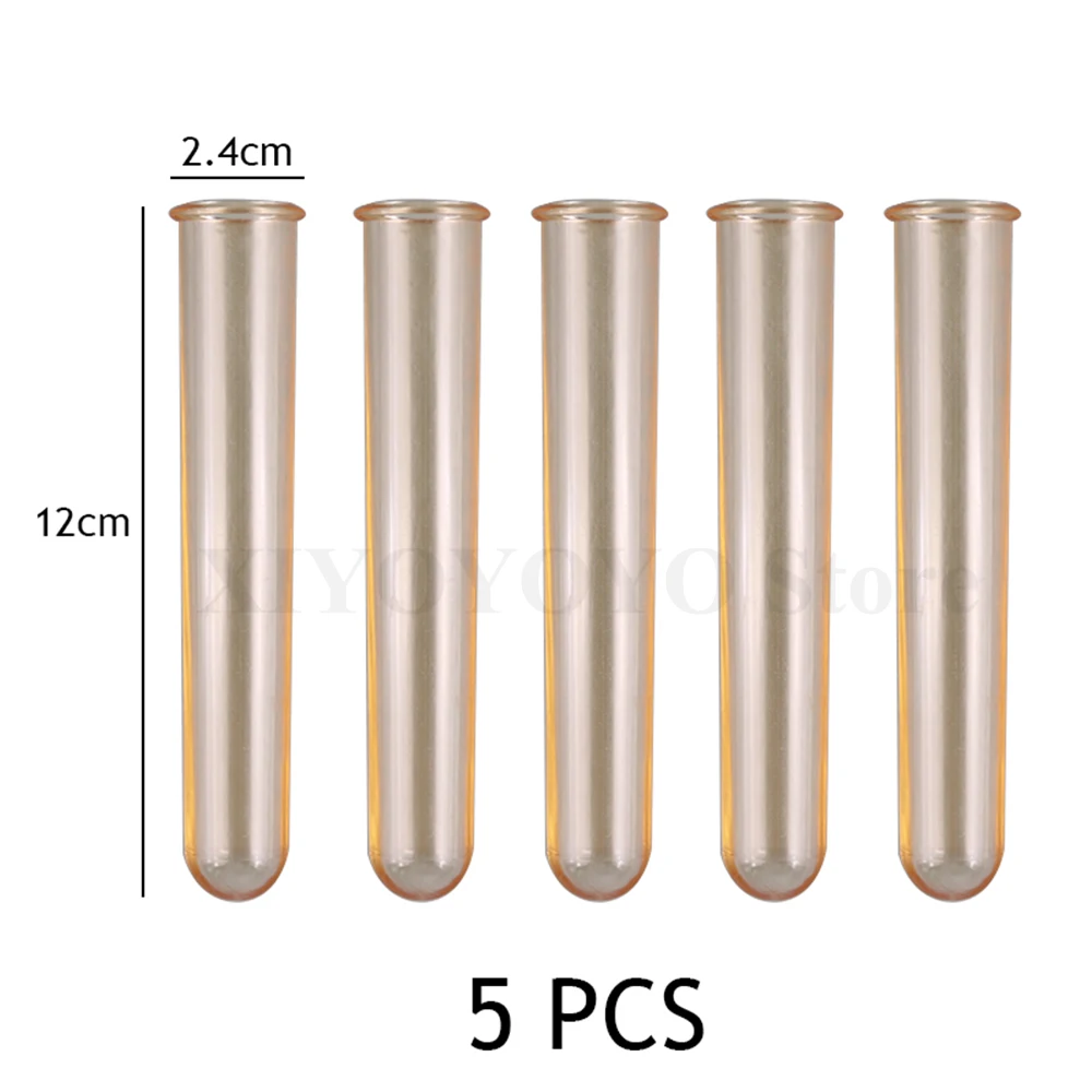 5-Piece Acrylic Glass Floral Test Tube Vase Set for Home Decor and Hydroponic Displays