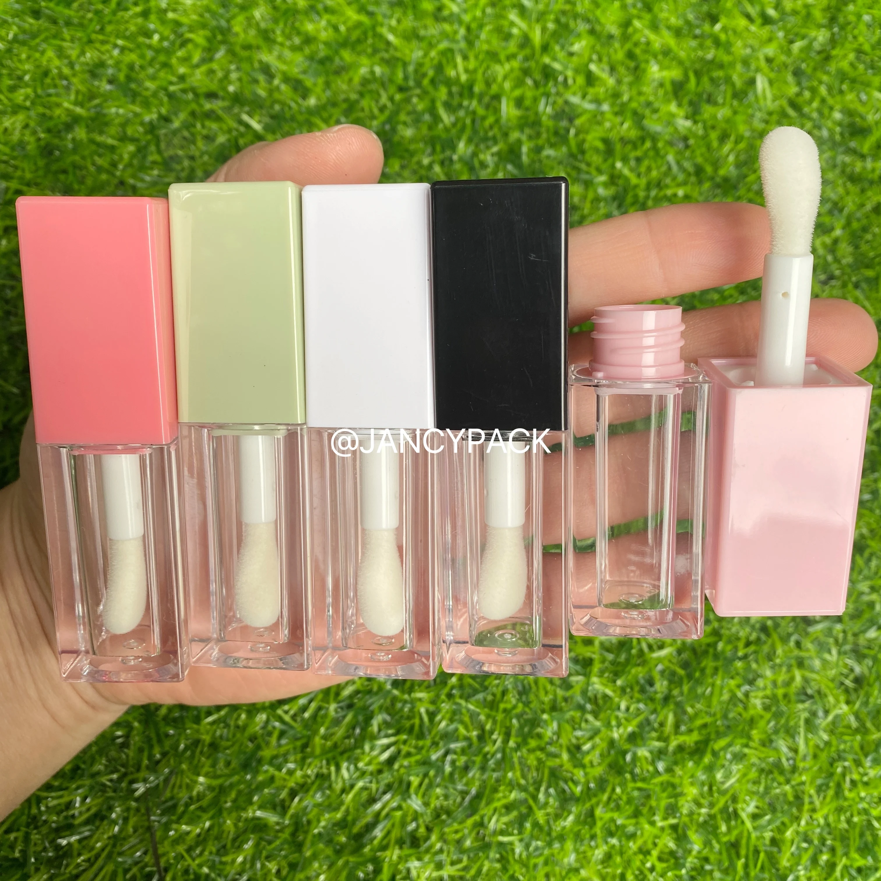 

5ML Lip Gloss Tube Plastic Clear Lip Glaze Tubes Square Empty Transparent Lipgloss Packing Containers Custom Logo