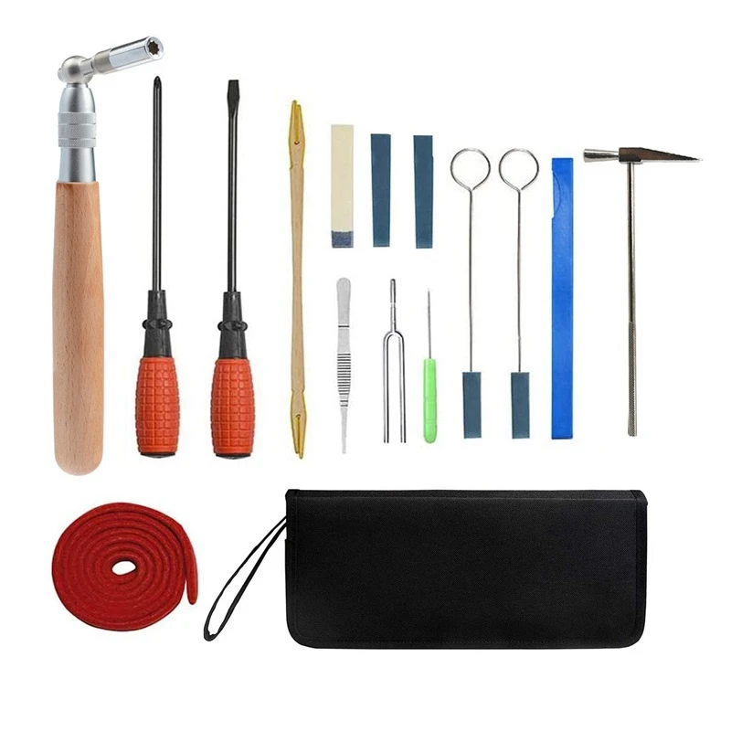 

16-PCS Set Professional Piano Tuning Kit Wooden Handle Fixed Tuning Wrench With Bag