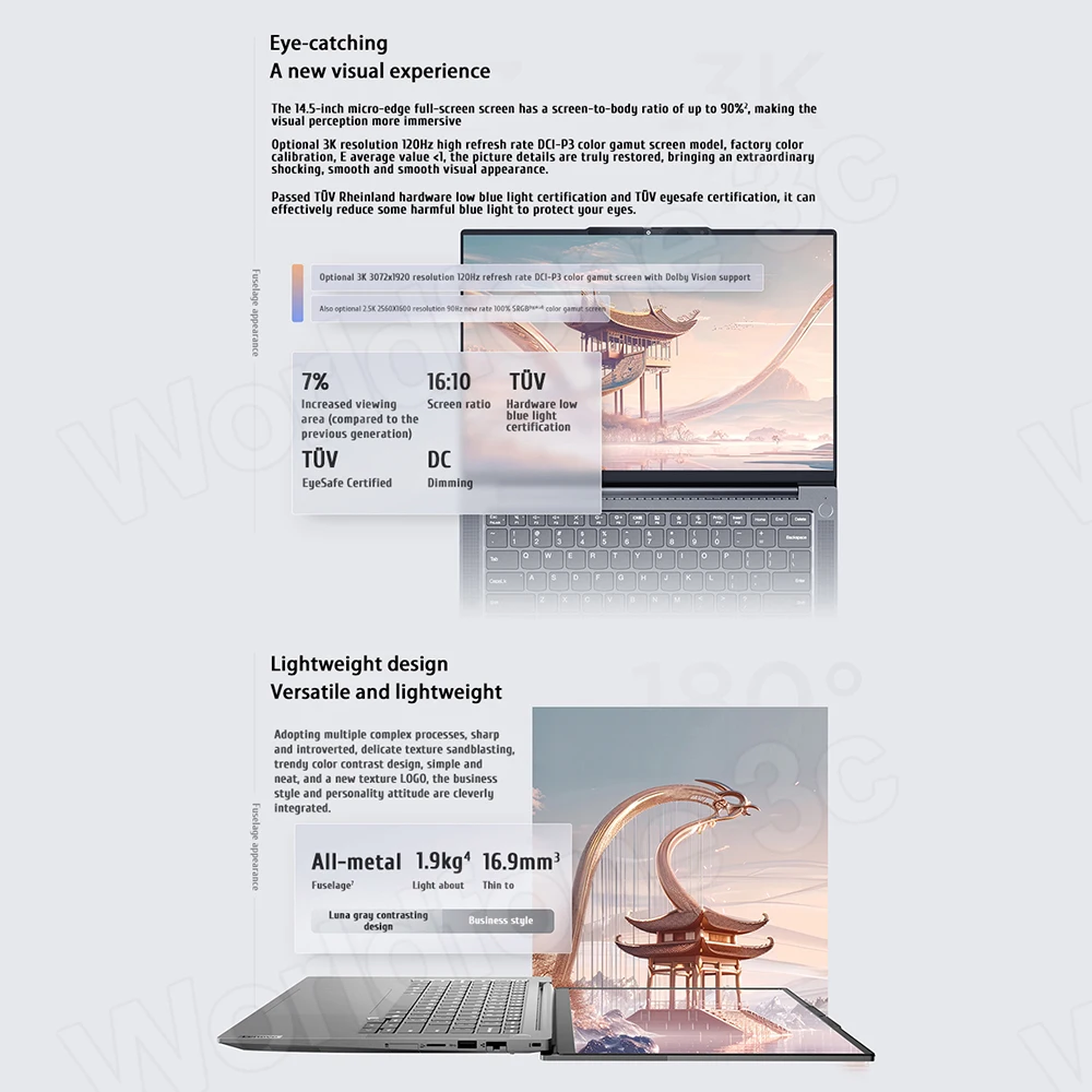 Lenovo ThinkBook 14+ AI Notebook 2024 AMD Ryzen R7 8845H Radeon 780M RAM 16GB/32GB LPDDR5x 1T SSD 14.5-inch 3K Screen Laptop 4