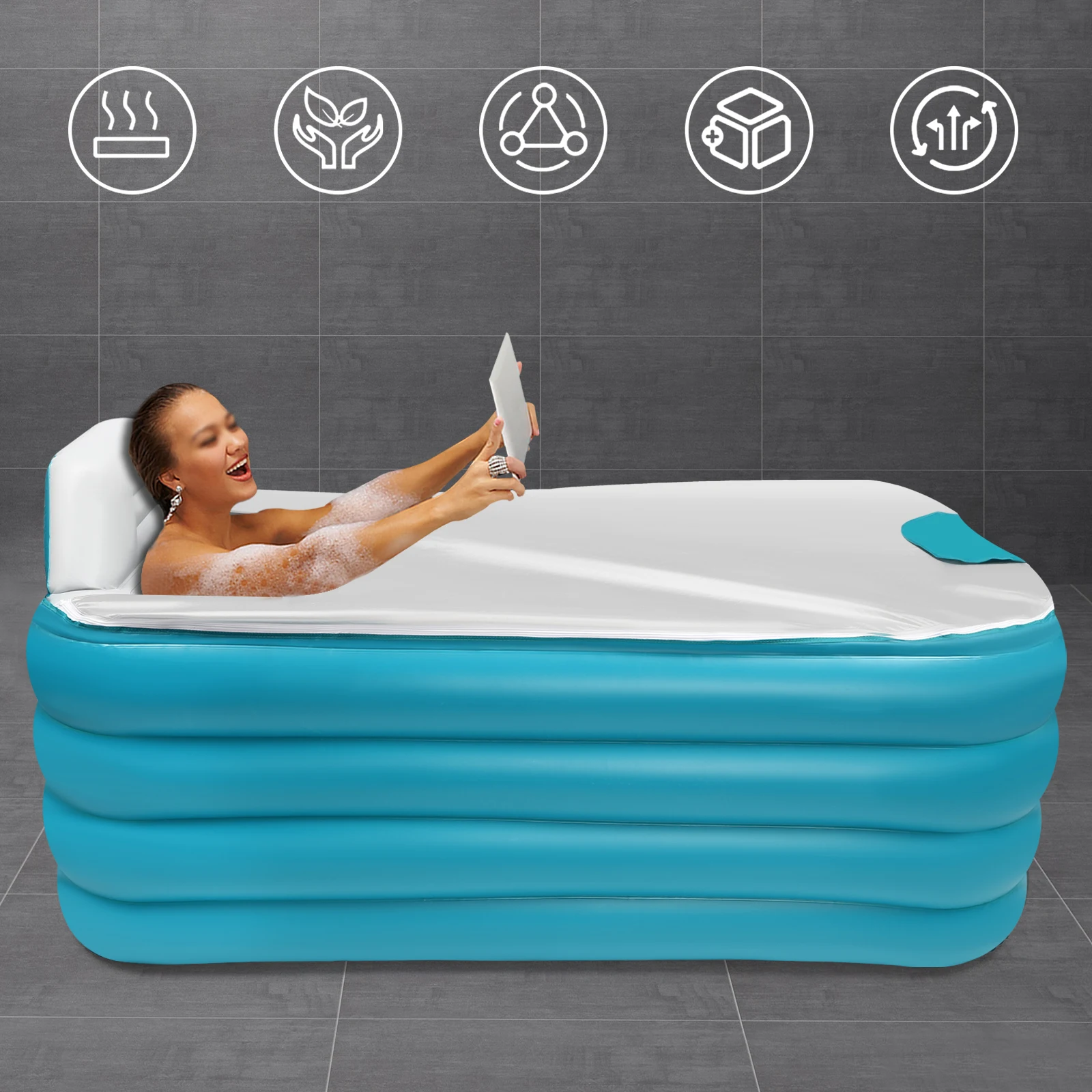 Inflatable Free-Standing Foldable Portable Adult Bathtub with Electric Air Pump portable bathtub