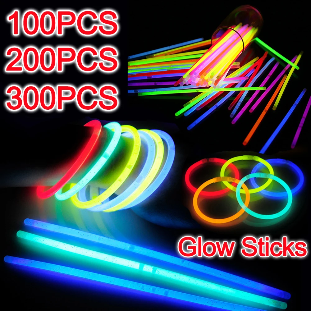 Vicloon 100 Pcs Barras Luminosas,Pulseras Fluorescentes Tubos Luminosos,Pulseras  Luminosas para Carnaval Festividad Fiestas Disfraces