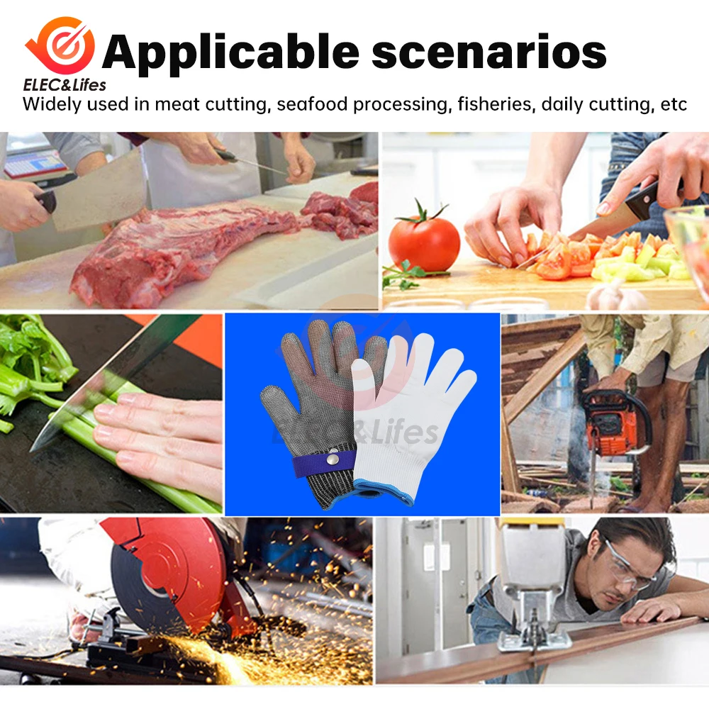 Anti-cut Gloves Stainless Steel Wire Cut-resistant Woven Safety Working Gloves Cutting Fish-killing Metal Iron Kitchen