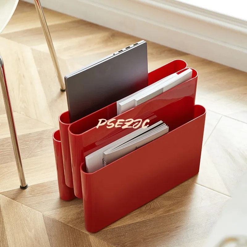 Minimalist Floor Style Book Storage Rack Multi Grid Desktop Organization Small Bookshelf Decoration Books and Newspapers