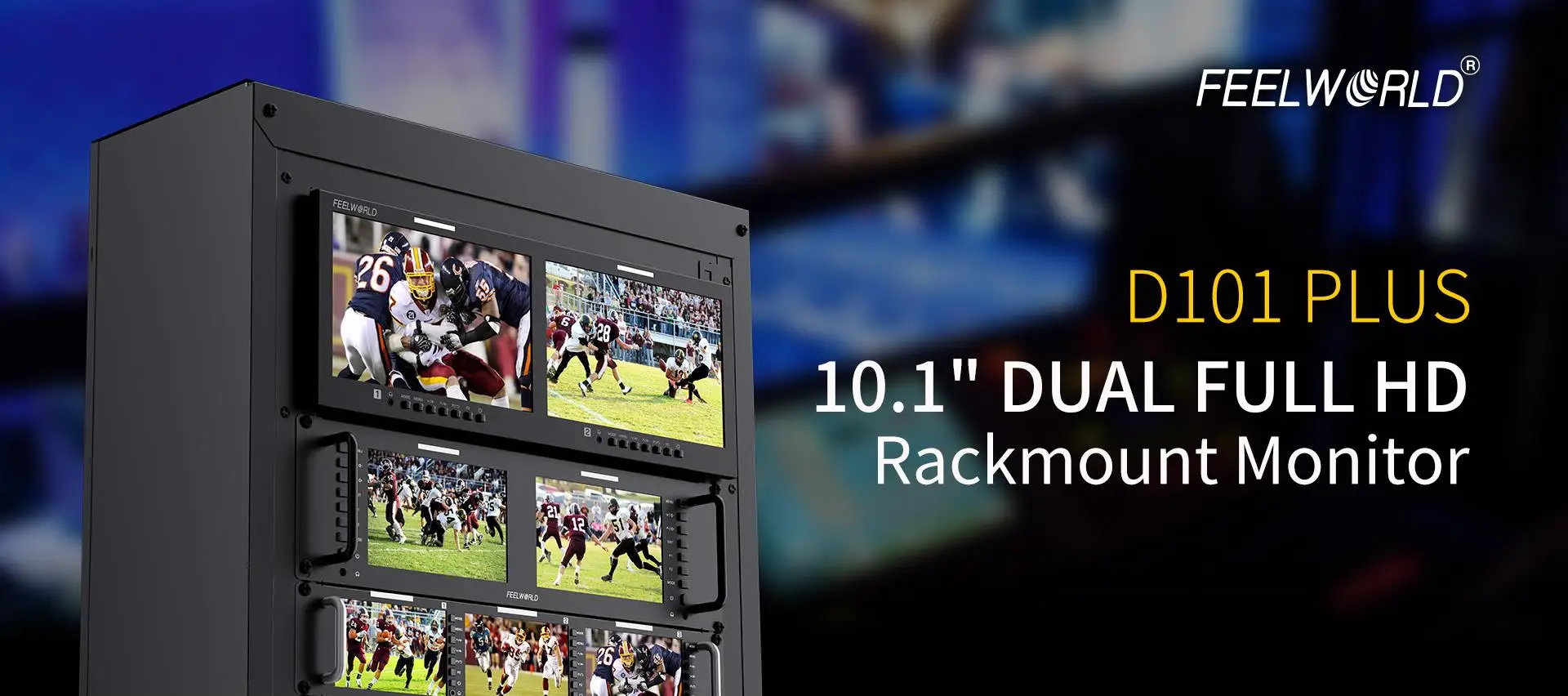 D101 PLUS Dual Screen 10.1"4RU Rackmount Monitor 4K HDMI-Compatible SDI 1920x120