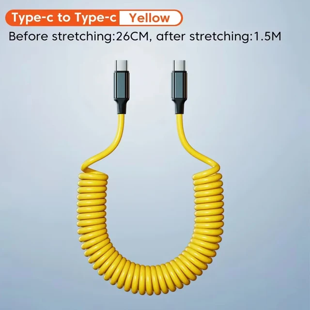 1.8M PD 60W Fast Charging Spring USB C to Type C Cable For 15 Pro Max Samsung Xiaomi Huawei Phone Charger Type-C Cables 10