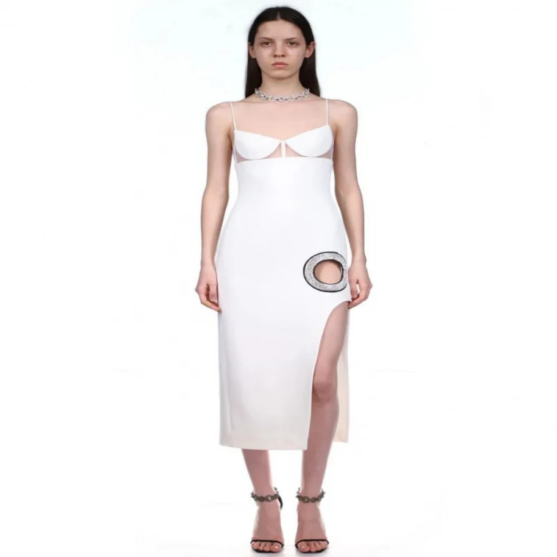 

Hot Sale Bandage Dress European and American Fashion Sexy White Suspender Party Formal Dress