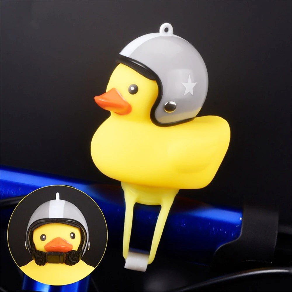 1Pc Gummi Ente Spielzeug Auto Ornamente Gelbe Ente Auto Dashboard Dekorationen Squeeze Ente Fahrrad Hörner mit Propeller Helm – Detail 3