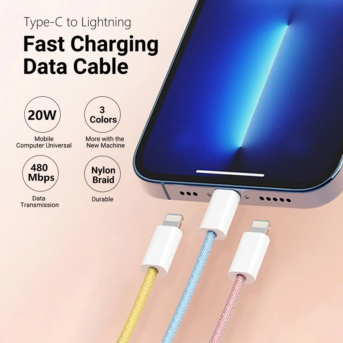MFICertifiedUSBCtoLightningCableiPhoneFastChargerNylon
