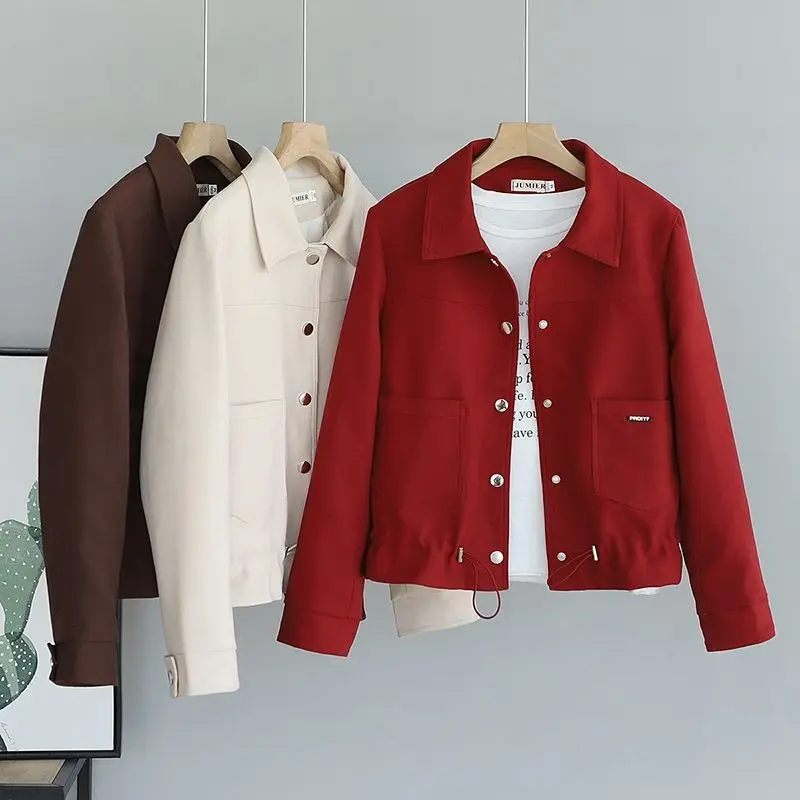 

2023 Women's Spring Autumn New Korean Loose Long Sleeve Coats Female Solid Casual Jackets Ladies Turn-down Collar Outerwear Y351