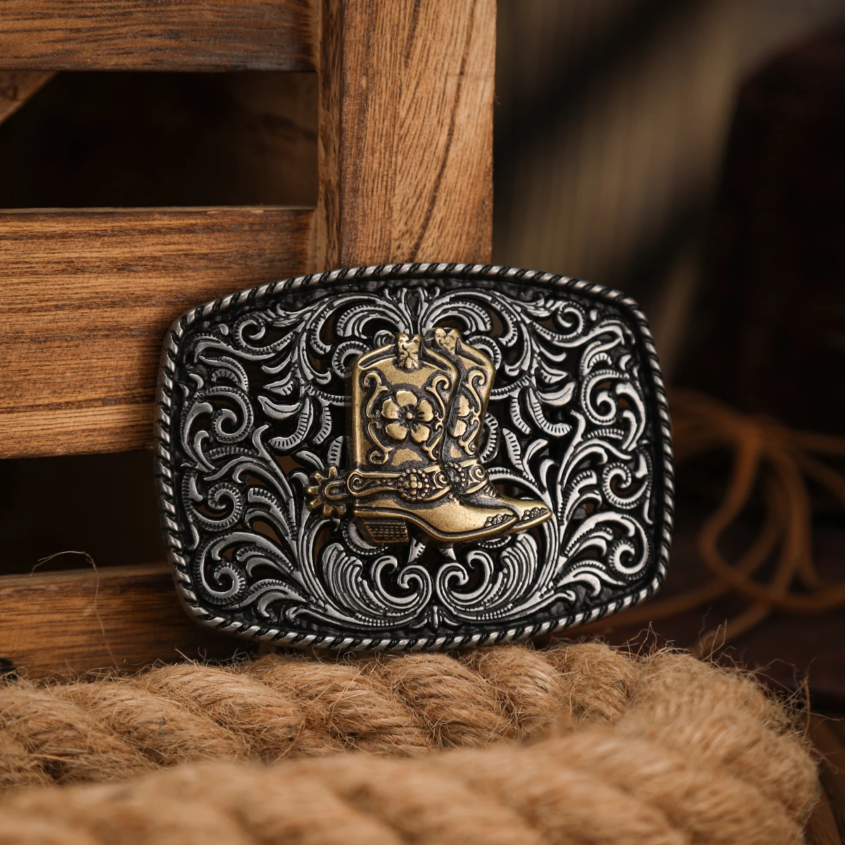 Vintage Western-Style Metal Belt Buckle