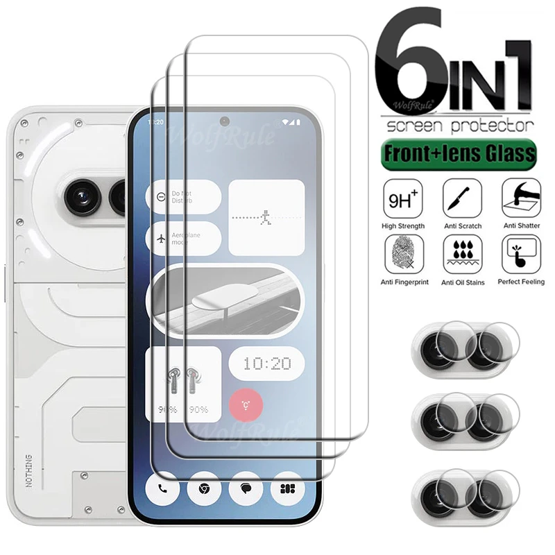 6-In-1 Per Niente Telefono 2A Vetro Niente Telefono 2A Vetro 9H Hd Trasparente Trasparente Protezione Dello Schermo Niente Telefono 2A Lente Di Vetro