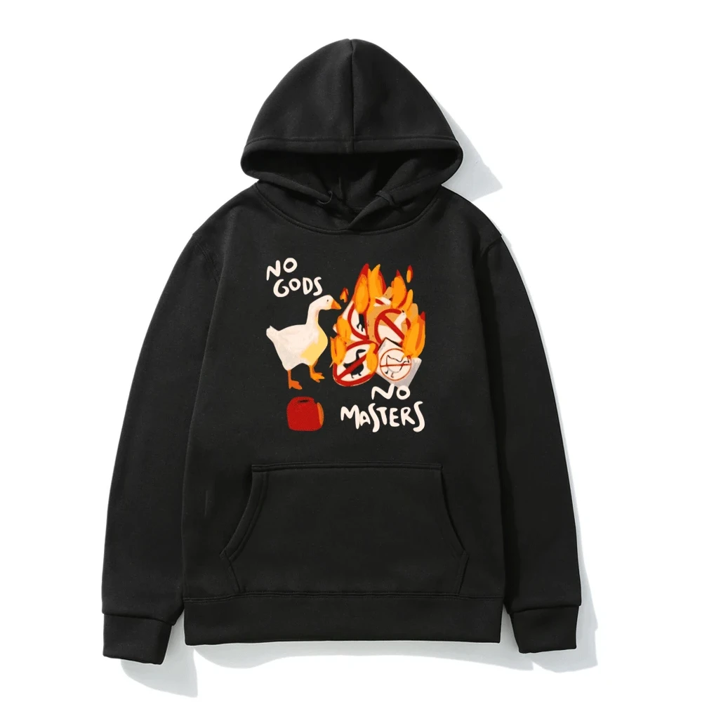 

Funny Untitled Goose Game No God No Masters Meme Graphic Hoodie Men's Women's Oversized Hooded Sweatshirts Harajuku Pullovers