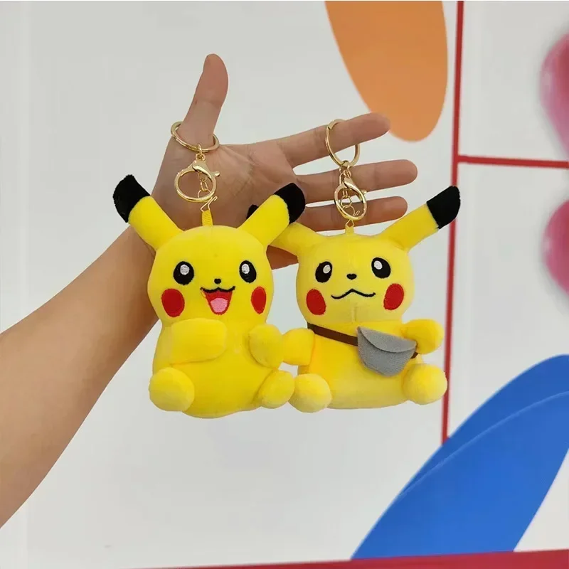 

10PC/lot Pokemon Pikachus with bag Plush Doll 12cm Pendant Stuffed Pendants Keychain Plush Gift Toy