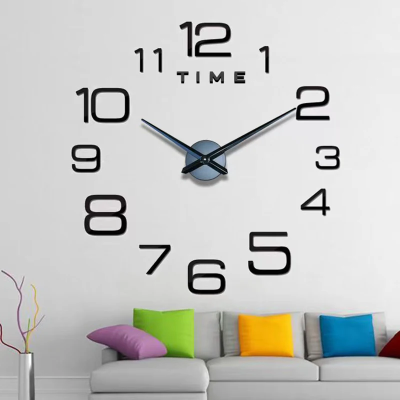 Reloj de pared 3D DIY, diseño moderno sin marco, números de superficie de  espejo, relojes de pared, calcomanías de pared silenciosas, regalo, sala de