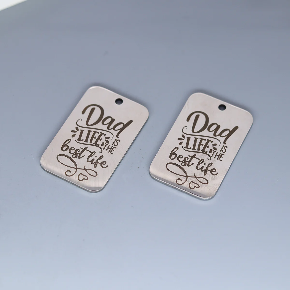 2 Pz/Lotto Parola Incisa Al Laser Dad Life È Il Miglior Fascino Per Carte Rettangolari In Acciaio Inossidabile Per Realizzare Gioielli Regalo Per La F