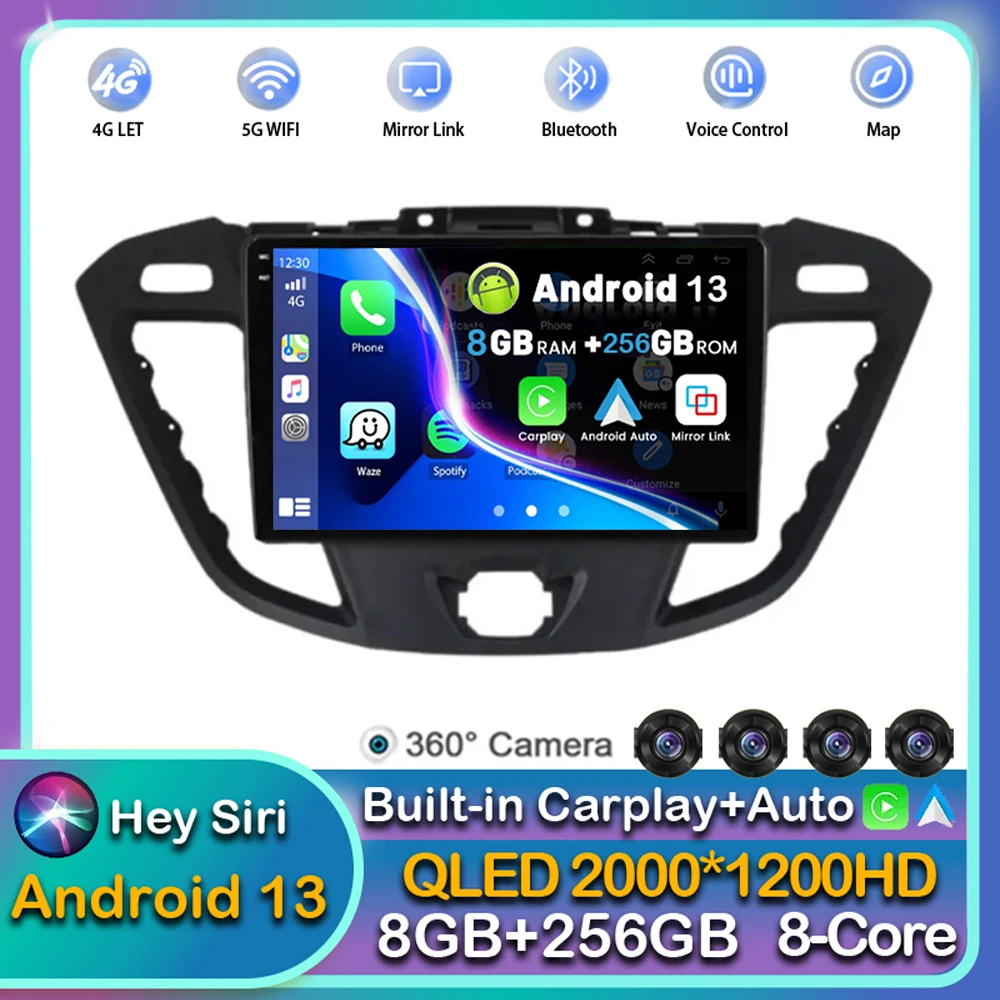 

Android13 Carplay Auto Car Radio For Ford Transit Tourneo Custom 2012 2013 2014 -2021 Multimedia Player Video Stereo WIFI+4G DSP