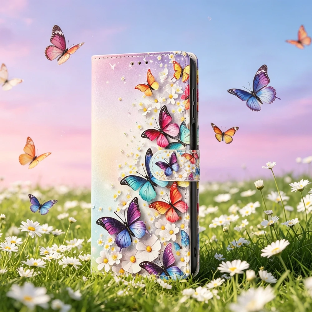 3D Butterfly Leather Flip Phone Case - Elegant Design with Enhanced Protection