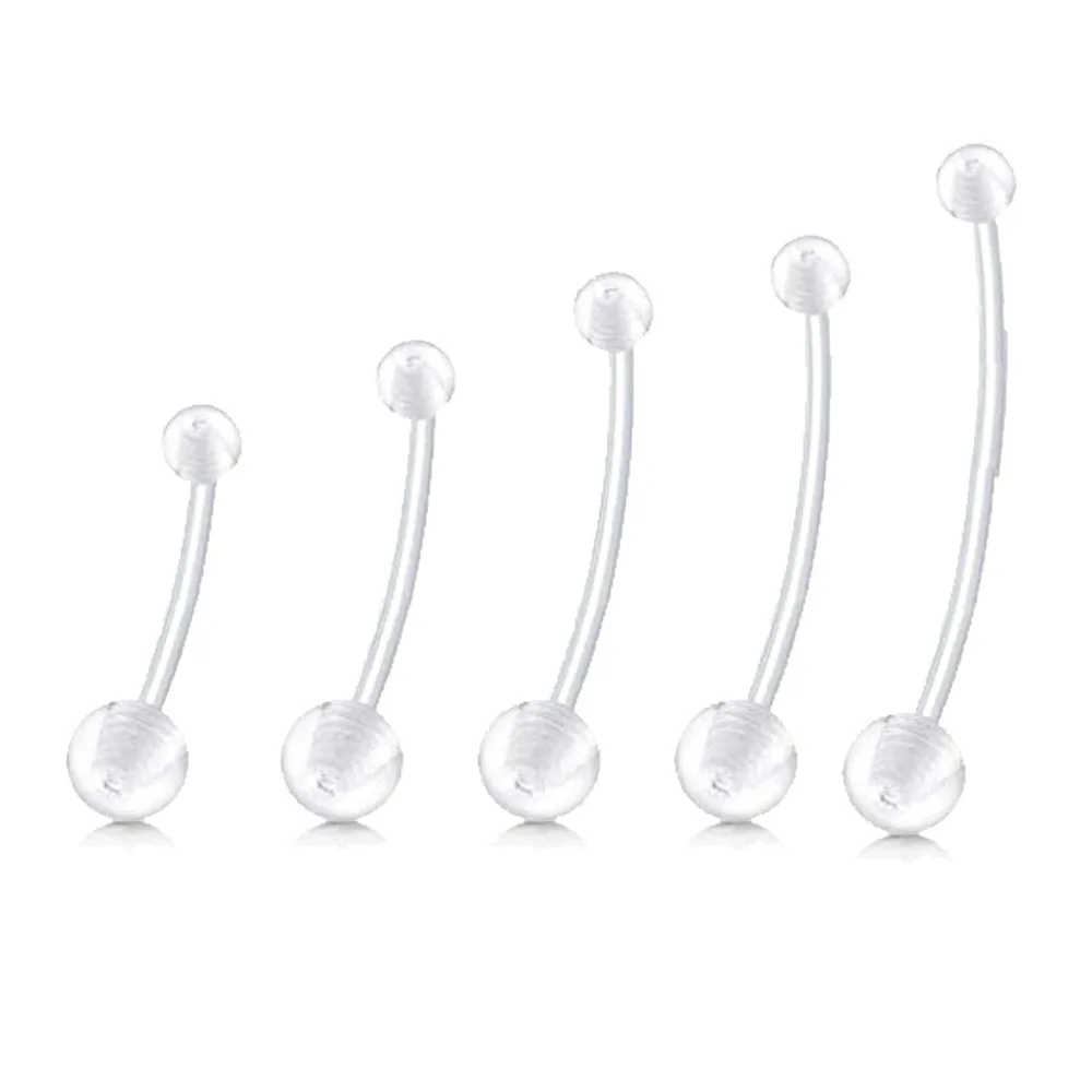 Pregnancy belly button ring long bar side view